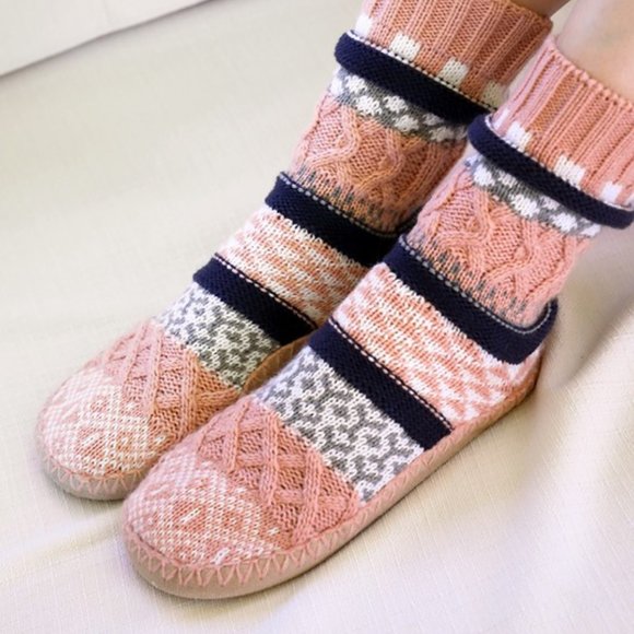 🆕Jacquard Knit Blush Slipper Socks - Nordic Pattern 🆕 🎁 Excellent Gift! 🎁 - Picture 1 of 6